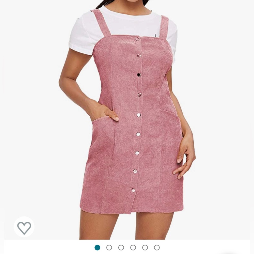 Pink corduroy button up dress